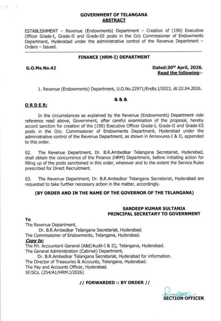 Telangana Endowment Officer Notification 2026